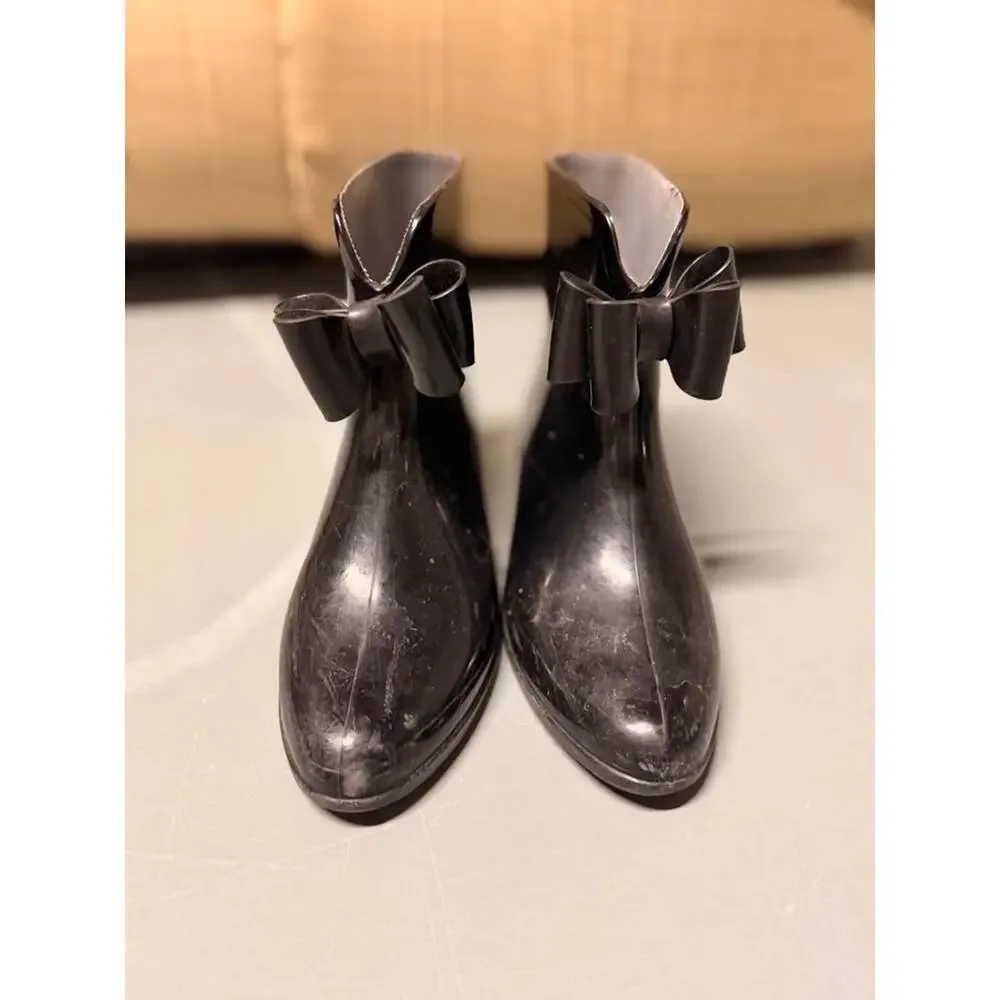 Ted Baker Black Bow Rain Boots- Size 8